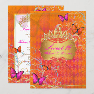 PixDezines Papillon Sweet 16/Rainbow Swirls Inbjudningar