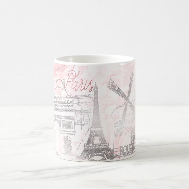 PixDezines PARIS i falskt silver + rosa marmor Kaffemugg (Center)