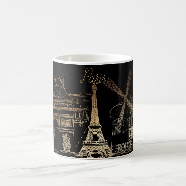 PixDezines Paris la unit/Guld Tone Kaffemugg (Center)