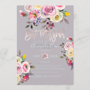 PixDezines Pastell Flerfärgad Blomster Watercolor  Inbjudningar