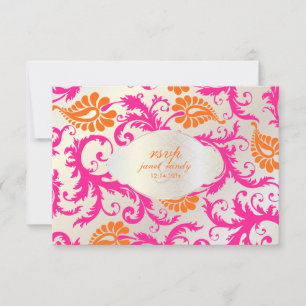 PixDezines pavo damask/tangerine+rosa OSA Kort
