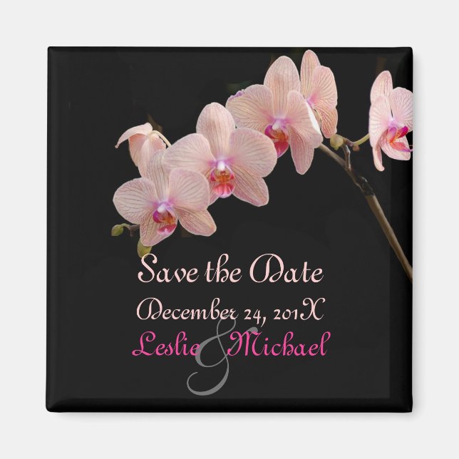 PixDezines Peach Orchid, Spara datum Magnet (Framsidan)