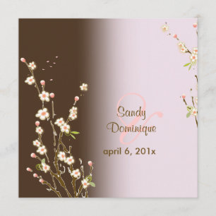 PixDezines Peach Sakura, bröllopsinbjudningar Inbjudningar