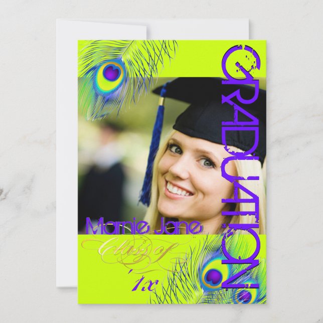 PixDezines Peacock, 2013 Studenten/Diy bakgrund Inbjudningar (Framsida)