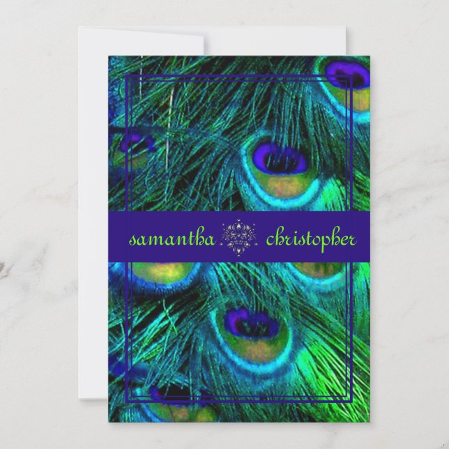 PixDezines peacock/aqua/turkos Inbjudningar (Framsida)