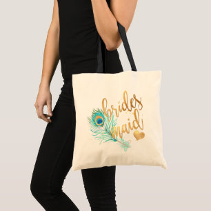 PixDezines Peacock Bridesmaid/Faux Guld-skript Tygkasse
