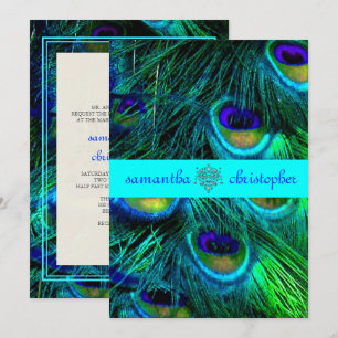 PixDezines PEACOCK FEADER/AQUA/TURQUOISE-INBJUDNIN Inbjudningar