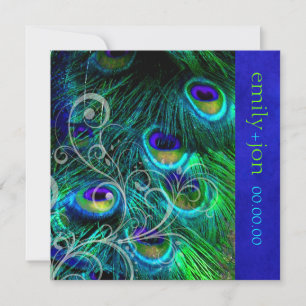 PixDezines PEACOCK FEADER/AQUA/TURQUOISE Inbjudningar