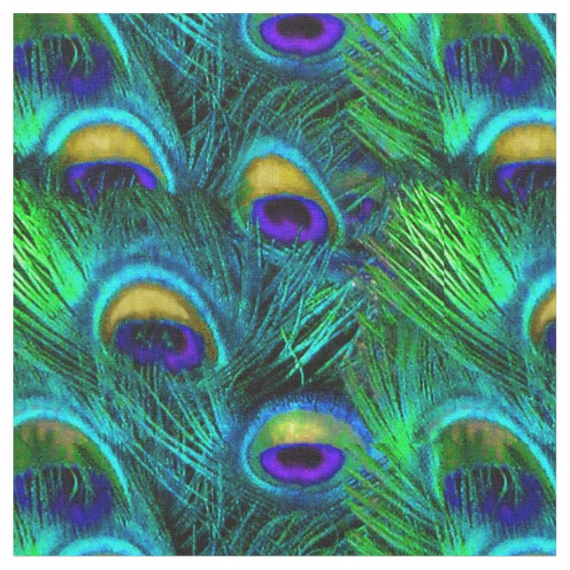 PixDezines Peacock Feather/Cobalt/Aqua Tyg (Närbild)