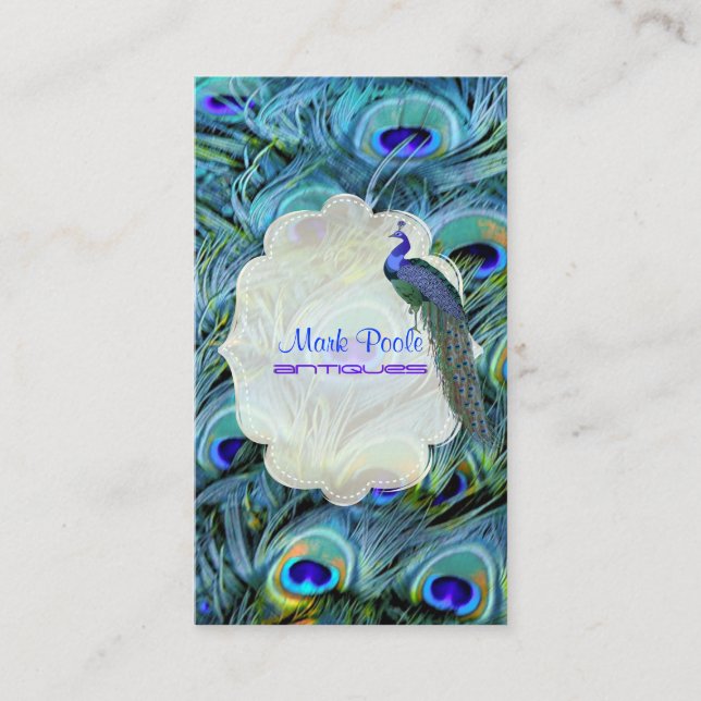 PixDezines Peacock Feather Visitkort (Framsida)