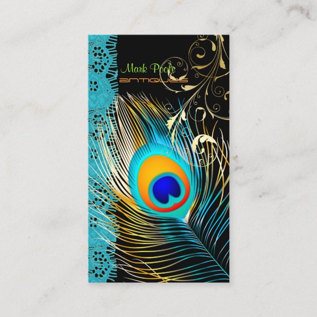 PixDezines Peacock+filigree+snöre/Diy-bakgrund Visitkort (Framsida)