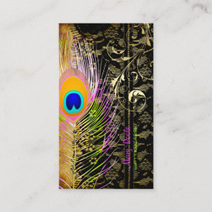 PixDezines Peacock+filigree-snurrar Visitkort