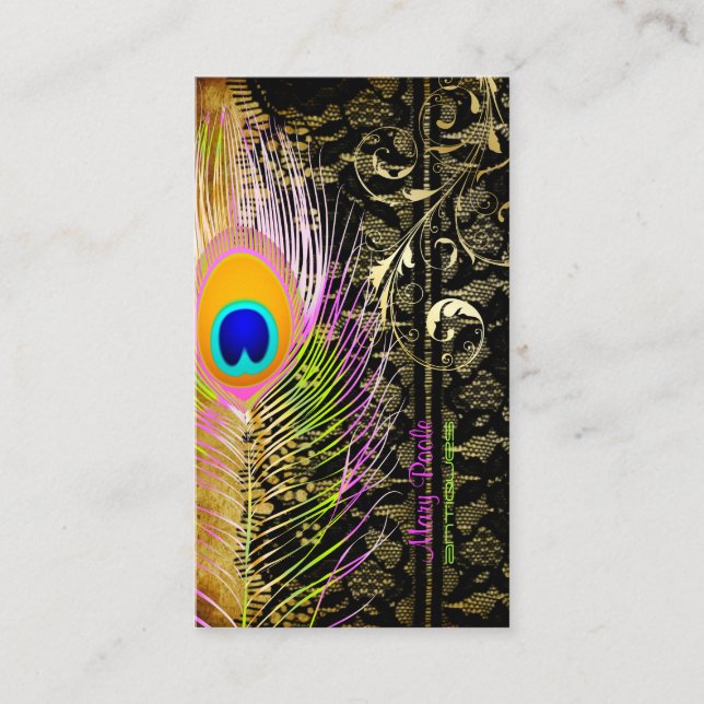 PixDezines Peacock+filigree-snurrar Visitkort (Framsida)