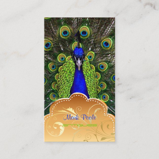 PixDezines Peacock+filigree-snurrar Visitkort (Framsida)