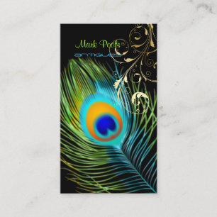 PixDezines Peacock+filigree swirrds/Diy background Visitkort