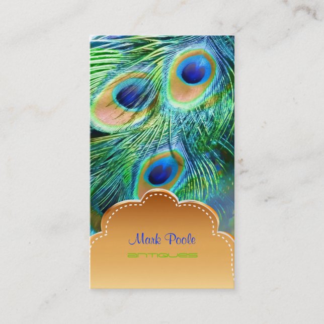 PixDezines Peacock-fjädrar Visitkort (Framsida)