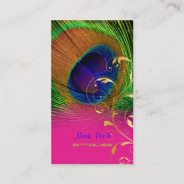 PixDezines Peacock-ludd+filigree-virvlar Visitkort (Framsida)