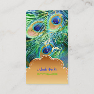 PixDezines Peacock-ludd+filigree-virvlar Visitkort