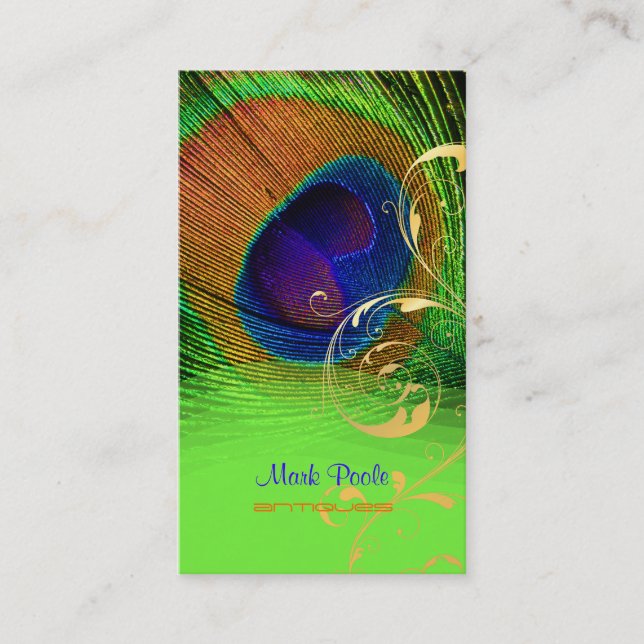 PixDezines Peacock-ludd+filigree-virvlar Visitkort (Framsida)