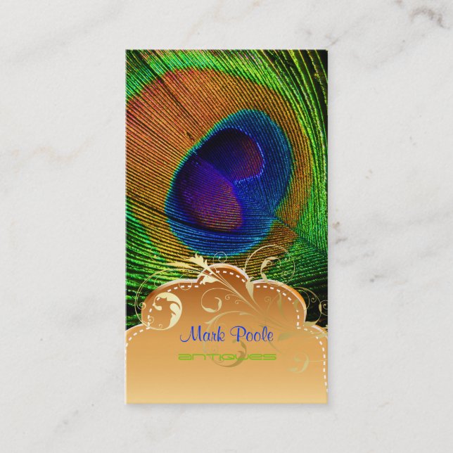 PixDezines Peacock-ludd+filigree-virvlar Visitkort (Framsida)