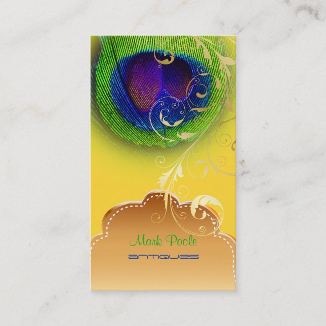 PixDezines Peacock öga+filigree-snurrar Visitkort (Framsida)