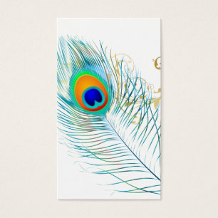 PixDezines PEACOCK PLUME+FILIGREE/DIY Visitkort