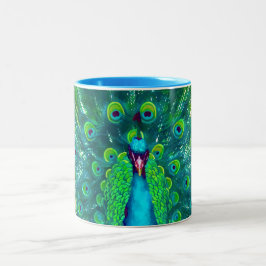 PixDezines peacock/teal/aqua blue Två-Tonad Mugg