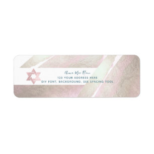 PixDezines Pensel Platinum+Blush Rosa Mitzvah Returadress Etikett