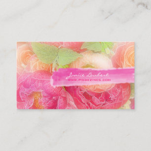 PixDezines peonies bouquets/dyy bakgrund Visitkort