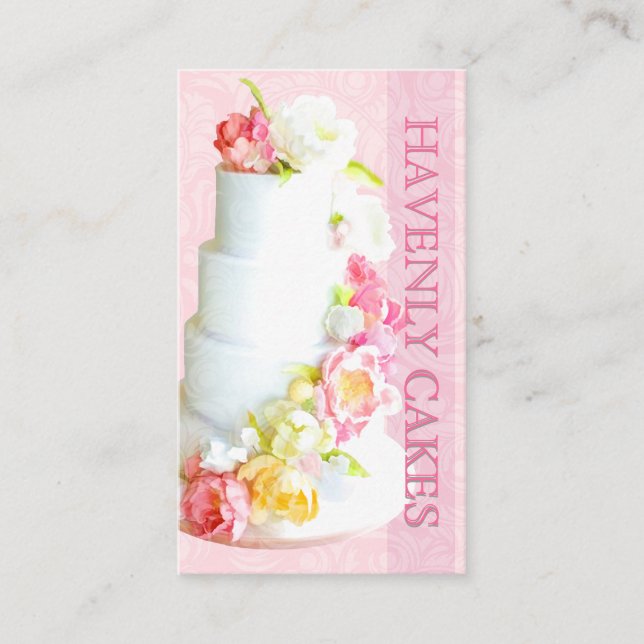 PixDezines peonies bröllop tårta/dyy-bakgrund Visitkort (Framsida)