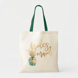 PixDezines Pineapple/Bridesmaid/Faux Guld-skript Tygkasse
