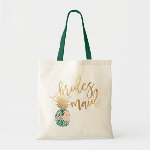 PixDezines Pineapple/Bridesmaid/Faux Guld-skript Tygkasse