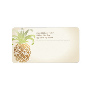 PixDezines Pineapple/Faux Guld Adressetikett