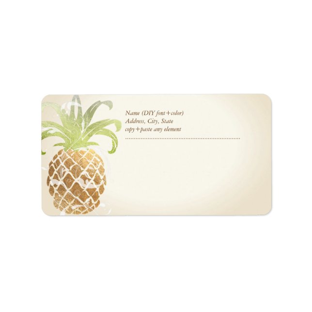 PixDezines Pineapple/Faux Guld Adressetikett (Framsidan)