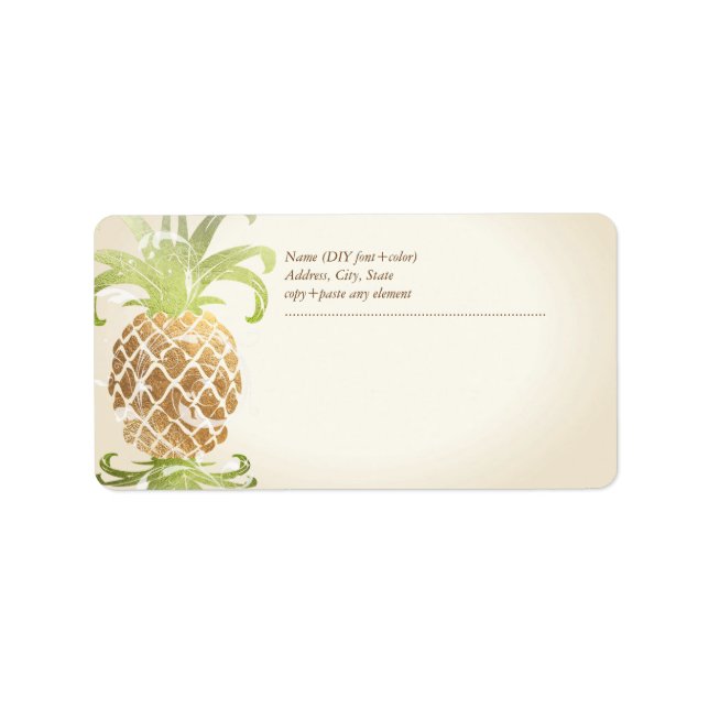 PixDezines Pineapple/Faux Guld Adressetikett (Framsidan)