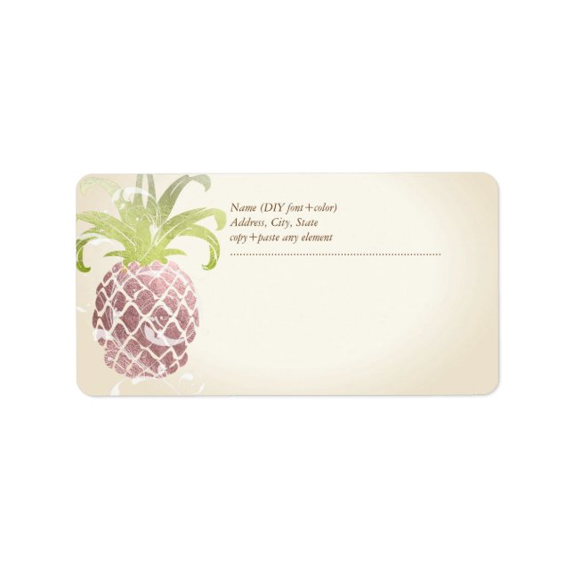 PixDezines Pineapple/Faux Ro Guld Adressetikett (Framsidan)