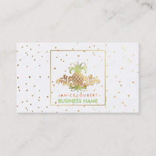 PixDezines Pineapples/Faux Guld Specks Visitkort