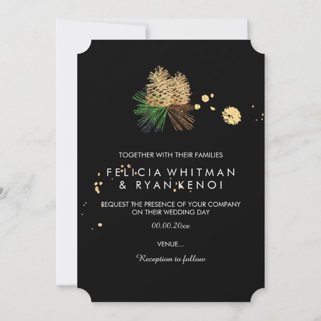 PixDezines pinecones/Faux Gold Foil/DIY-bakgrund Inbjudningar (Baksida)