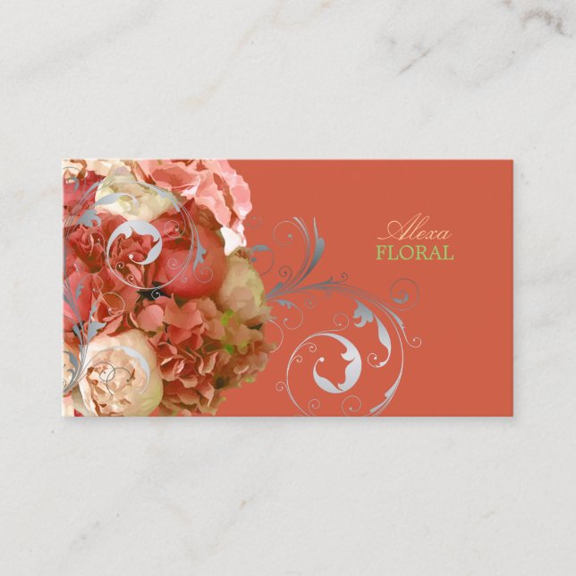 PixDezines pioner+hortensior/diy bakgrund Visitkort (Framsida)