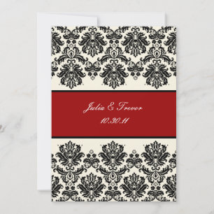 PixDezines Piqué Damask/Black+Benvitare/Diy färger Inbjudningar
