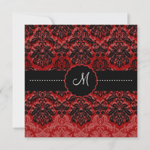 PixDezines Piqué, Damask/Black+DIY Red Velvet Inbjudningar