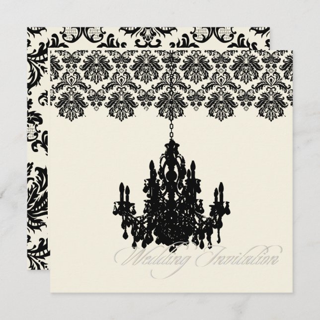 PixDezines Piqué Damask + Chandelier Inbjudningar (Fram/baksida)
