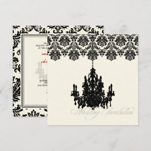 PixDezines Piqué Damask + Chandelier Inbjudningar