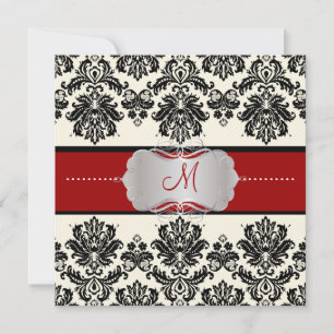 PixDezines Piqué, Damask/DIY färg/Black+Benvitare Inbjudningar