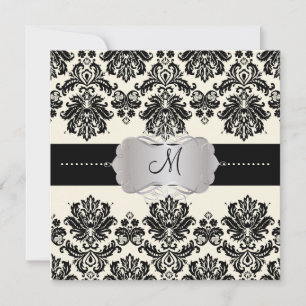 PixDezines Piqué, Damask / Svart + Benvitare Inbjudningar
