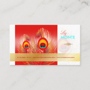 PixDezines Pizzazz Peacock Feather för lång tid Visitkort
