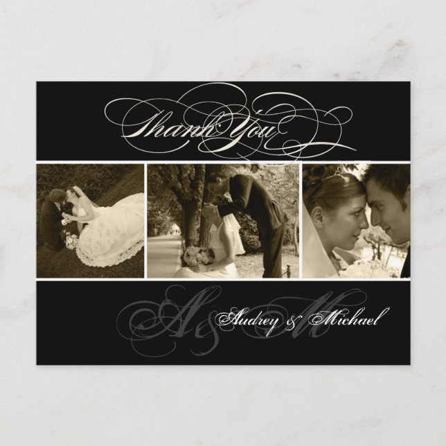 PixDezines Plain Bröllop Foton - tack Vykort (Framsida)