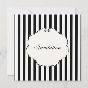 PixDezines Plain rand black + white/zebra ram Inbjudningar