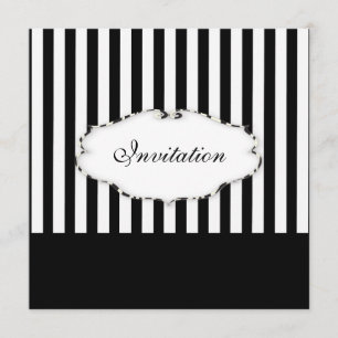 PixDezines Plain rand black + white/zebra ram Inbjudningar
