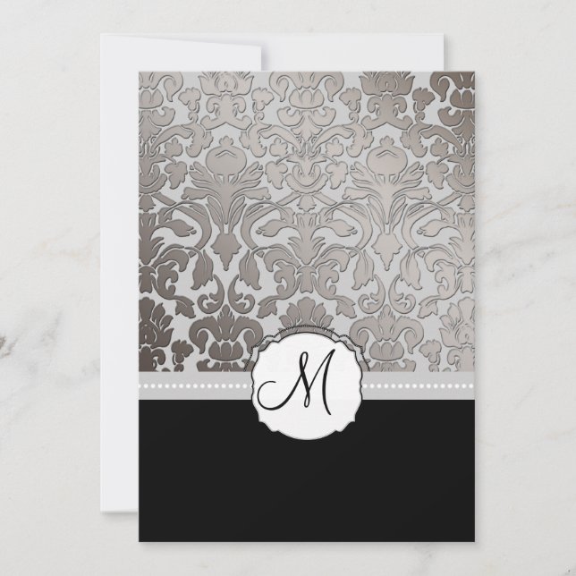 PixDezines Platinum Damask/dykbakgrund Inbjudningar (Framsida)